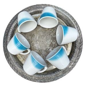 Vintage Jackson Custom China Coffee Cups Set of 6 Blue Hombre